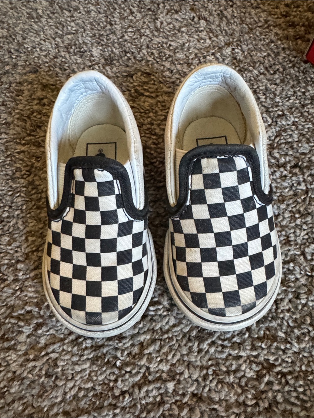 Kids Black & White Check Slip-On Shoes